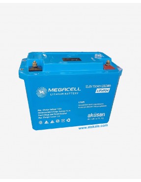 Megacell 12.8Volt 100AH LifePo4 Lityum Demir Fosfat Akü 2200 çevrim ABS Kutu