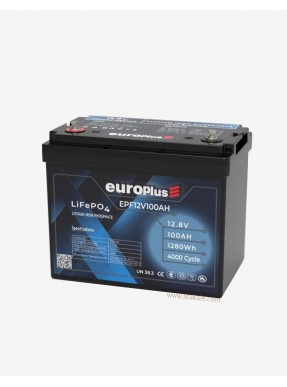 Europlus 12Volt Lityum Ion 100AH LifePo4 Solar Şarj Edilebilir  Prizmatik Bluetooth Akü 6000cyle