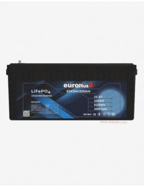 Europlus 24Volt Lityum Ion 200AH LifePo4 Solar Şarj Edilebilir  25.6V Prizmatik Bluetooth Akü 6000cyle