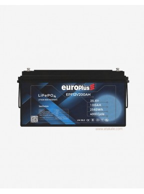 Europlus 24Volt Lityum Ion 100AH LifePo4 Solar Şarj Edilebilir  25.6V Prizmatik Bluetooth Akü 6000cyle