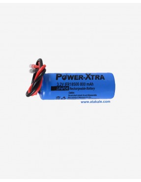 Power-Xtra 3.2Volt silindirik 18500 800mah 0.8ah Deşarj  LFP LifePo4  Şarj Edilebilir Akü Hücresi